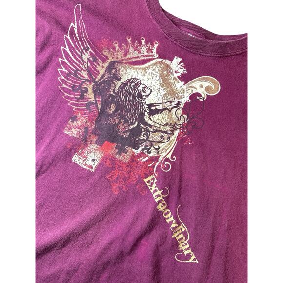 Vintage Y2K fleur de lis Grunge Skater T Shirt XXL Mens Red Affliction Tapout - Picture 2 of 6